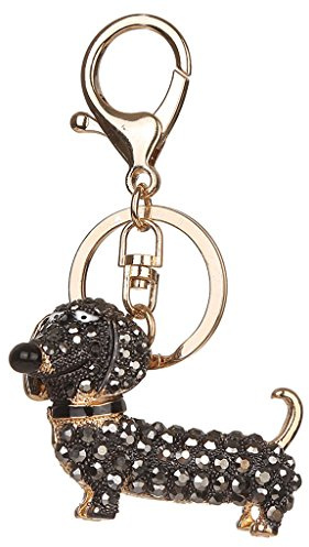Lijun Bling Dog Dachshund Keychain Handbag Purse Pendant Car Holder Key Ring Jewelry