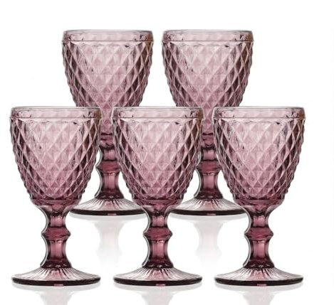 Copa Sidari de Cristal Morado 350 ml – Set de 6 Copas Elegantes y Resistentes – Apta para Agua, Vino o Refrescos