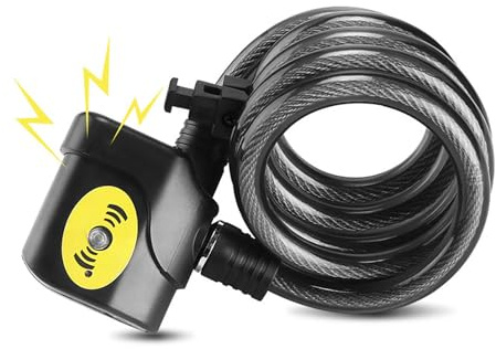 Hochleistungs-Fahrradschloss mit 1,2m Kabel & 110dB Alarm: Langes Aufrollkettenschloss für sicheres Abschließen von 2 Fahrrädern oder Rollern