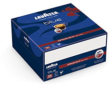 Lavazza Blue Espresso Dolce Coffee Capsules, 100% Arabica Coffee Pods Compatible with Blue Coffee Machine, Pack of 100
