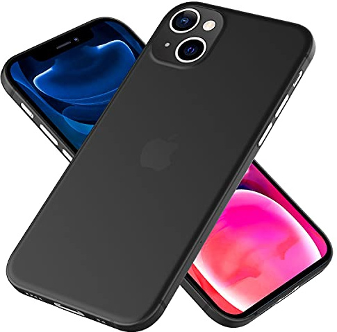 NALIA Funda Rígida Ultra Delgada para iPhone 13 Mini - Mate-Transp, Negro | Protección De Cámara Integral, Acabado Frost, Material High-Tech, PHANTOM