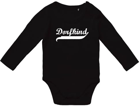 Hellweg Druckerei Babybody Dorfkind Vintage Geschenk Mädchen und Jungen Body Black Größe 74 Bio Baumwolle Fairtrade Dorfkind Vintage Babypartygeschenk