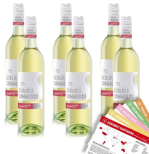 Schloss Sommerau Weißwein, alkoholfrei, sortenreines Weinpaket + VINOX Winecards (6x0,75l)