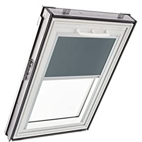 Original Roto Verdunkelungsrollo ZRV - Nahezu vollständige Verdunkelung - Führungsschiene Silber - Für Dachfenster der Baureihe Q - Größe 066/118 | 06/11 - Stofffarbe Dunkelgrau
