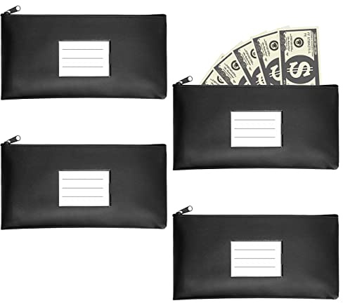 UMILKI Lot de 4 sacs bancaires avec fermeture éclair, 29 x 16 cm, en polyuréthane, porte-monnaie, porte-monnaie, porte-documents avec fermeture éclair