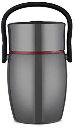 Samnuerly Fiambrera térmica para Alimentos, Tarro contenedor, Portador de Alimentos con Doble Aislamiento, Caja Bento apilable para el Trabajo Escolar, Viajes, Senderismo (Negro)