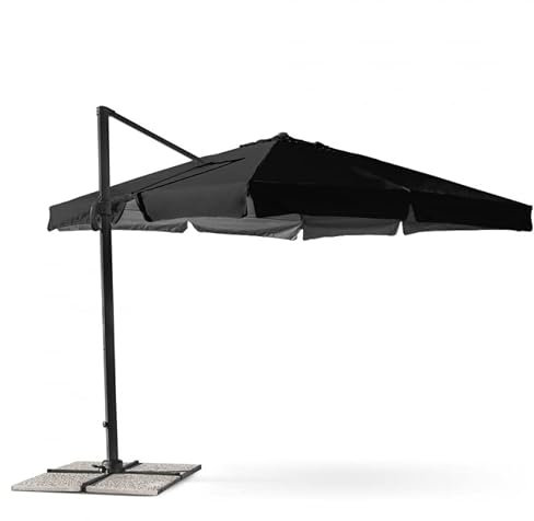 Ombrellone da giardino a braccio orientabile in alluminio palo decentrato 3x3m Paradise Noir - con Balza