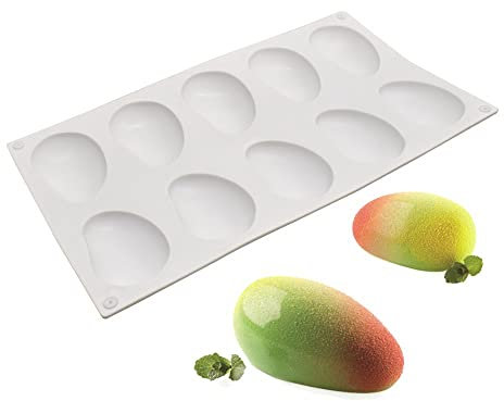 Molde de silicona para postres, molde de silicona para hornear fondant, forma de fruta, azúcar, caramelo, gelatina, chocolate, molde (Mango H_29.7 x 17.4 x 2.0 cm)