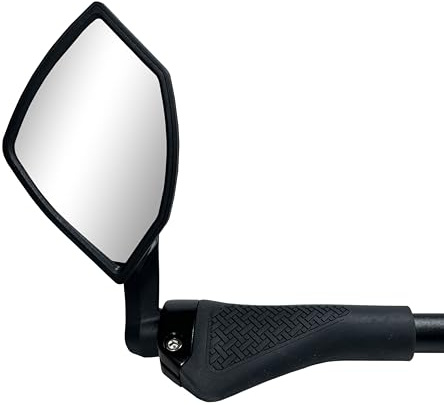 Hafny 2025 Bar End Bike Mirror, HD Glass Lens, Ajustable & Rotatable Safe Rearview Bicycle Mirror, Blast-Resistant, HF-6003-FR054 (Silver Glass Left Side)