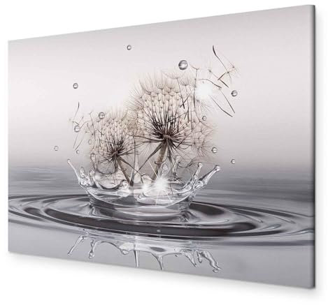 murando - Akustikbild Pusteblumen Bilder Akustikschaum Hochleistungsschallabsorber Schallschutz Leinwand 1 tlg Wandbild Raumakustik Schalldämmung Struktur Blumen Wassertropfen