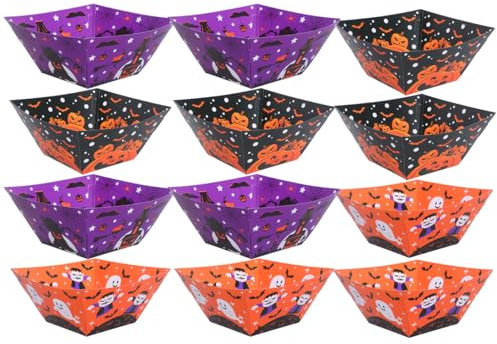12PCS Halloween Snackschale Set Schalenset für verpackte Süßigkeiten Karton Party-Geschirr für Motto-Party behälter für süßigkeiten Servierschüssel Essenstablett -Snack-Behälter