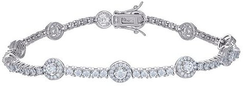 Damen-Armband aus 925er-Sterlingsilber, Zirkonia, künstlicher Diamant, Tennisarmband, Schmuck, Geschenke für Frauen, Metall