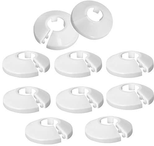 10PCS Heizungsrohr Abdeckung Wand,Weiße Heizungskanalabdeckung Kunststoff Kühlerrohrabdeckungen Plastic Pipe Collars-Geeignet für 15mm Rohre-Heizungsrohrabdeckungen Fußboden (10)
