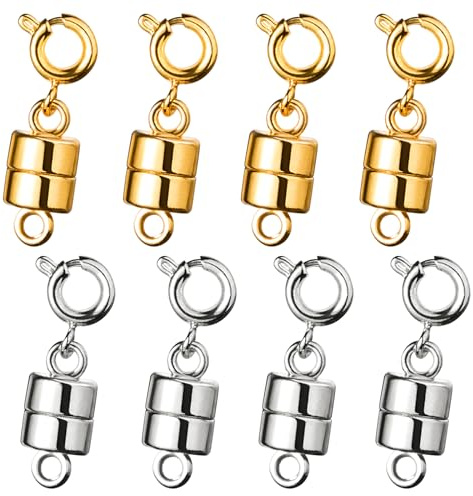 Magnetic Clasps for Necklaces,Magnetic Necklace Clasps,Magnetic Clasps for Jewellery,Magnetic Jewellery Clasps UK,Magnetic Clasps(Gold and Silver) (4 Gold+4 Silver)
