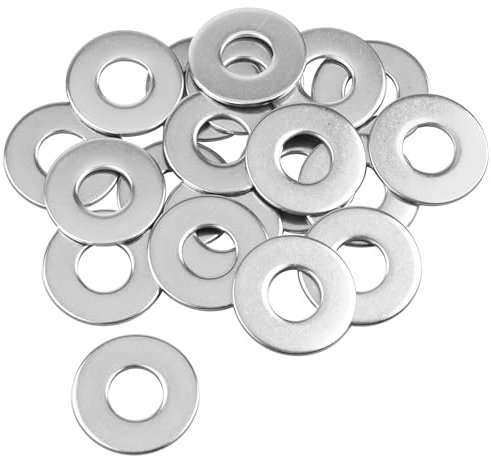 Caianwin - Arandelas planas M10, 20 unidades, tamaño grande, diámetro exterior de acero inoxidable, arandela de metal para tornillos
