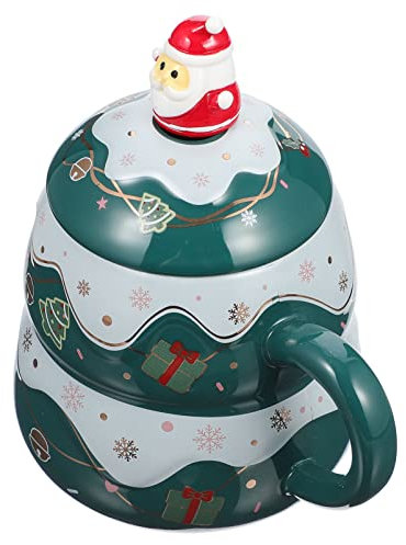 Ciieeo 1 Satz Weihnachtsbecher Weihnachtskaffeetassen Vintage Weihnachtsmann-Becher Wassergläser Trink Gläser Getränkebecher Wasserbecher aus Keramik Weihnachtsbaum