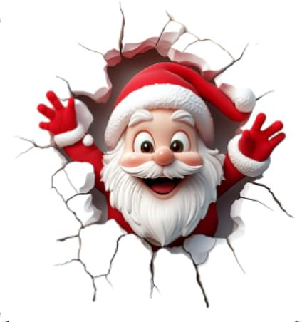 Divertente Babbo Natale sfonda la parete adesivi per finestre, adesivi per porte interne, decorazioni natalizie per finestre per interni (Babbo Natale sfonda il muro)