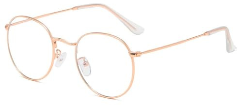 LNTICB® Blaulichtfilter Brille Damen Herren Computerbrille Gaming Blaulichtbrille Unisex Austauschbare Linse Ohne Stärke Retro Rund Superleichte Metallrahmen Anti Müdigkeit