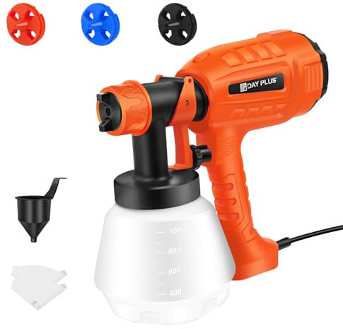 Farbsprühgerät, HVLP Zaun Farbsprühgerät, Farbsprühgerät für Wände und Decken, Gartenzaun Sprühgerät, 1000ML Container Farbsprühgerät für Möbel, 3 Düsen & 3 Muster, für Gartenhaus, Tür, Stühle