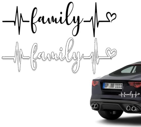 EORPAVU Auto-Aufkleber, 2 Stück family Herz-Autoaufkleber selbstklebender Deko-Aufkleber springendes Herz (schwarz, weiß)