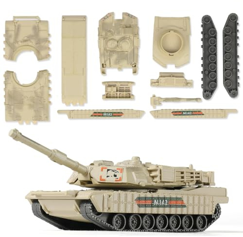 SEBUNAS 1/72e échelle M1A2 char militaire à construction rapide kits véhicule blindé américain M1A2 char de combat principal modèle de construction cadeau pour enfants (9 pièces)