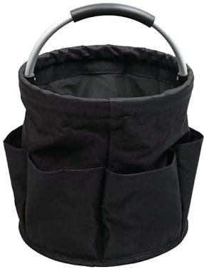 NICEYEA 17L Bucket Tool Bag with Handle, Cleaning Organiser Caddy with Handle, Collapsible Garden Small Tools Bag for Home, Garden, Beach, Picnic, Easy To Clean and Carry (Black)