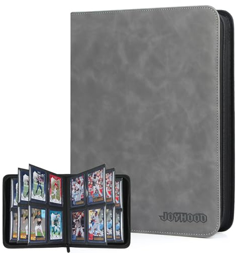 JoyHood Álbum para Tarjetas Top Loader, Carpeta de Tarjetas Coleccionables para 112 Top Loaders, Álbum para Tarjetas de 4 Bolsillos, Gris (Sólo para Top Loader)