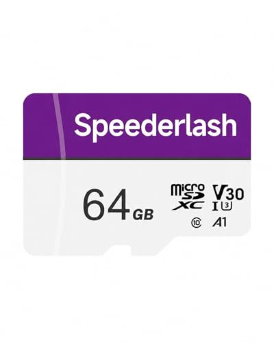 Micro SDXC Memory Card 64GB Pack, Speederlash Camera Plus TF Card with Adapter, 90MB/s Read Speed, 4K UHD&5K Video Support, U1 V30 A1 Rated, for Security Camera, Smartphone, Drone, Tablet, PC