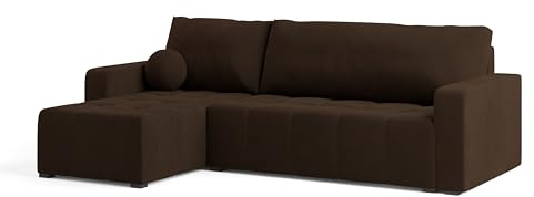 Masseno Ecksofa VOLIRA mit Schlaffunktion L-Form, Sofa mit Bettkasten, Wohnzimmersofa, Couch, Soffa, Bettsofa, Couchgarnitur- Braun, Kronos 06