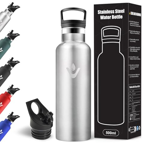 Motswedi Botella Termica Niños, 500ml Doble Aislamiento, Botella Agua Termica, Termo Sin BPA, Cantimplora Infantil, Reutilizable, Cantimplora para Deporte, Viaje, Escuela, Exterior, Acero Inoxidable