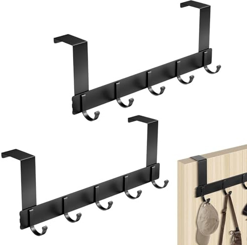 Hongoen 2 Stück Stabile Türgarderobe zum Einhängen,Türhaken zum Einhängen,Platzsparend Türgarderobe zum,für Tür, platzsparende Türhakenleiste, Haken zum Einhängen, universell verwendbar