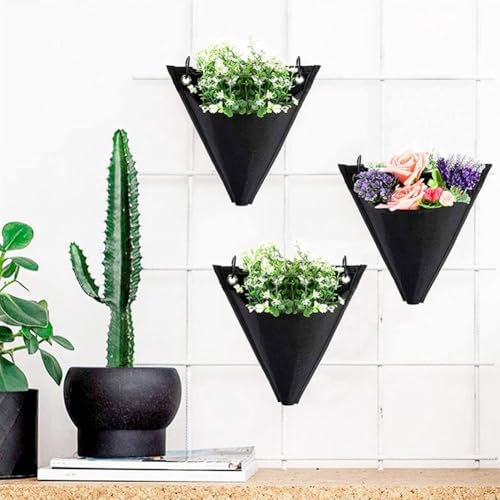Giardinaggio verticale efficiente con fioriere ecologiche da parete in tessuto non tessuto borse per piantare per uso interno/esterno 3 vasi da fiori
