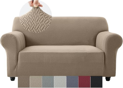 Moonlight Bedding High Stretch Coffee 2 Seater Sofa Cover Spandex Elastic Fit Non Slip Sofa Cover Washable Sofa Protector