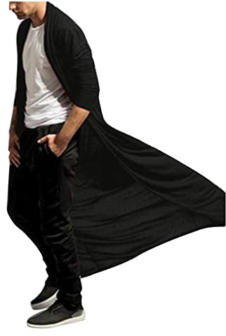 Caxndycing Cardigan long élégant à manches longues pour homme - Cardigan d'été - Coupe ajustée - Basic - Léger - Décontracté - Printemps - Haut en tricot - Manteau à manches longues