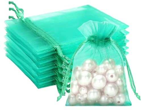 JOOTUEPO 100Pcs 7x9cm Verde Sacchetti Regalo Organza, Sacchetti Organza Regalo Gioielli Sacchetto, per Nozze Regalo, Caramella, Partito, Gioielli, Matrimoni, Natale e Anniversari