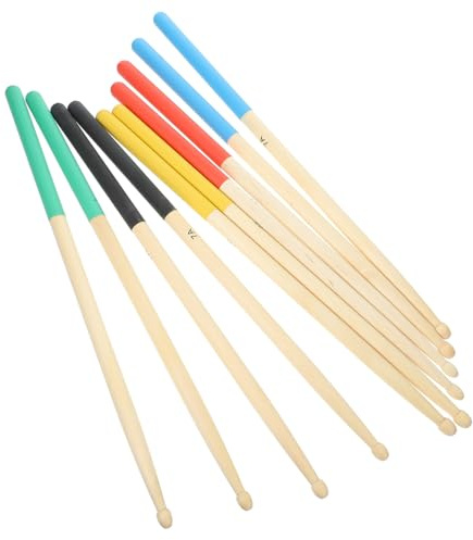 Mipcase Baguettes De Batterie 7a En Bois D'érable Antidérapantes, 5 Paires Multicolores, Pour Adultes Et Garçon Et Filles, Accessoires Percussion Polyvalents