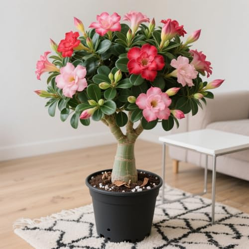 Rosa del deserto in Vasca-Colore Vivido/Decorazione per Casa e Giardino/per Ogni Spazio/Resistente e Facile da Curare(OPVDJD)-E-1 Rhizome