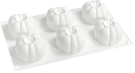 Manolyee Stampo in Silicone per Zucca,Stampo per Torte a 6 Cavità - Antiaderente per Cottura Halloween Autunno Cioccolatini Cupcake Dolci