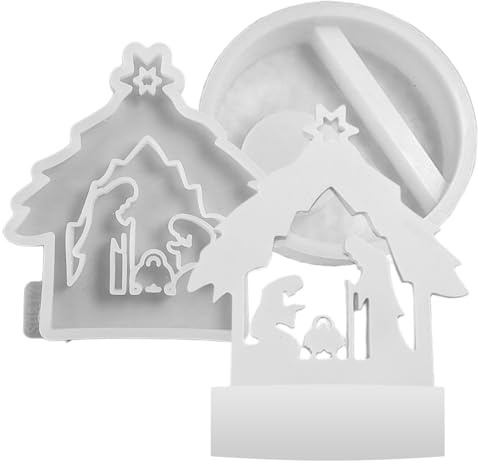 Krippen Formen Kunsthandwerk Zur Gestaltung Von Weihnachtsdekoration | Krippen Skulptur Harz Gussform Für Epoxidharz,Vielseitiger Bastelbedarf Für Seifenherstellung Und DIY Projekte Inklusive
