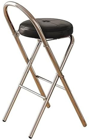 Sgabello da Bar Pieghevole Rotondo Imbottito, per Bancone da Cucina per Colazione con Poggiapiedi, Struttura in Metallo,(Black,65cm/26in)