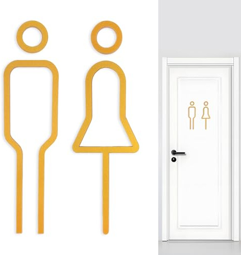 Modernes Goldenes WC Schild Selbstklebend mit Männer Frauen Symbol | Toilettenschild – Elegantes Acryl WC Türschild – als Gäste WC und Toilettentür Dekoration in Privaten und Öffentlichen
