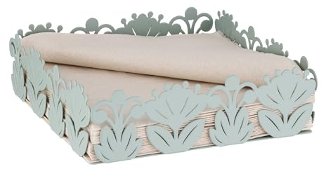 Baroni Home Portatovaglioli Decorativo in Metallo con Motivo Foglia, Design Moderno per Tavola e Cucina, Contenitore per Tovaglioli, Linea Ibiscus, 17x17x6 cm
