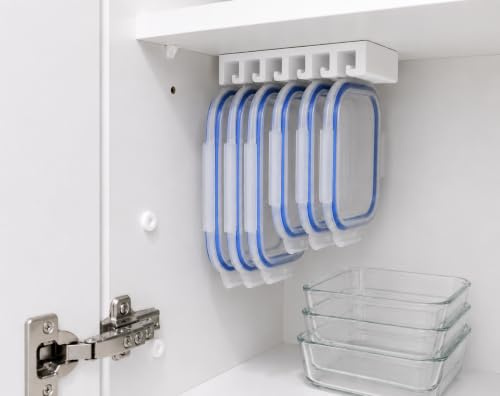 Universal Lid Organiser for Cupboard – Wall Mounted Tupperware Lid Holder – Compatible with IKEA 365+, Pyrex, Snapware & More