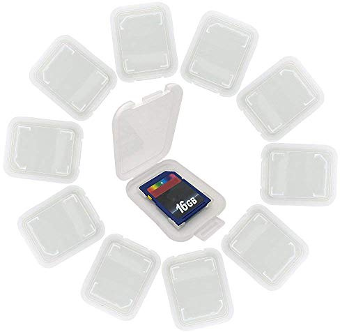 DIVISTAR Estuche de plástico para Tarjeta de Memoria, Paquete de 10 para SD MMC/SDHC Pro Duo (Tarjeta de Memoria no incluida) (1.9x 1.5 x 0.3)