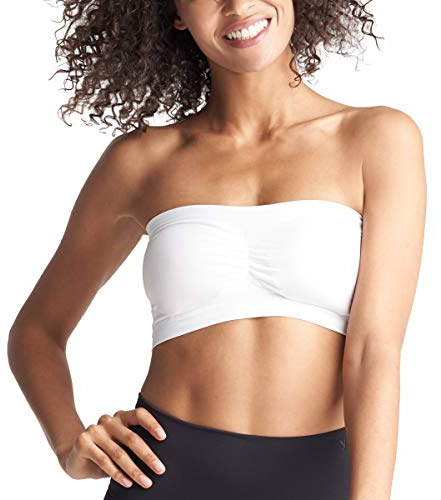 Yummie womens Seamless Bandeau Bra, White, Small-Medium US