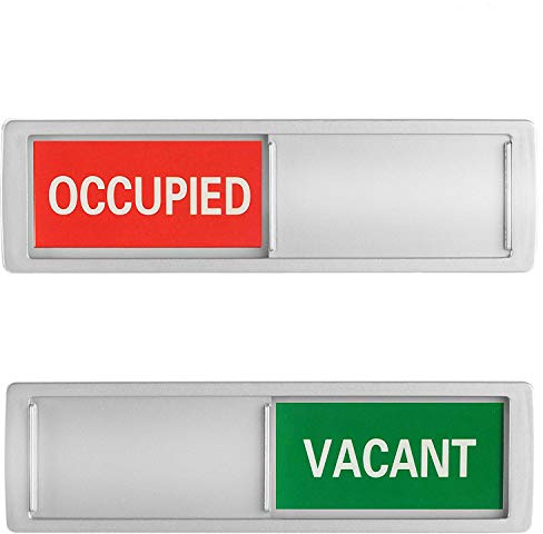Privacy Sign, Premium Vacant Occupied Sign for Home Office Restroom Conference Hotles Hospital, Slider Door Indicator Tells Whether Room Vacant or Occupied, 7'' x 2'' - Silver