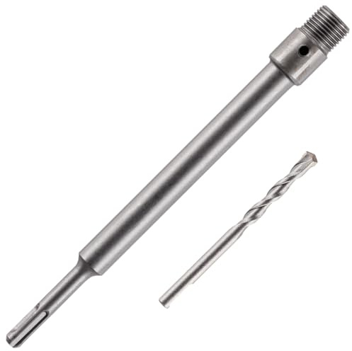 Rennie Tool 250mm Long SDS Adapter & TCT Pilot Drill For TCT Core Drill | For Concrete, Masonry, Brick and Aerated Block. SDS Adapter With M22 Thread + 8mm Centre Drill / Carbide Tipped Drill Bit
