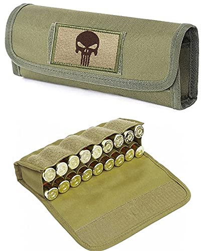 ACEXIER Hunting Military 18 Round Tactical Molle Cartridge Shell Holder Ammo Bag Pouch Military Waist Bag 12/20 Gauge Gun Bullet Pouch（Include One Tactical Velcro Patch）