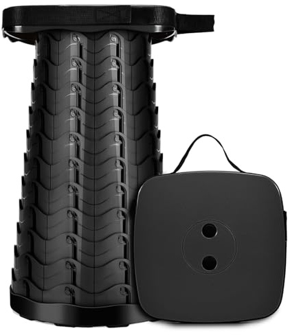 LUXJET Portable Collapsible Stool for Camping Outdoors Folding Stool Load Capacity 484 LB for Fishing Hiking BBQ Indoors Kitchen, Lightweight Retractable Plastic Foldable Camping Stool