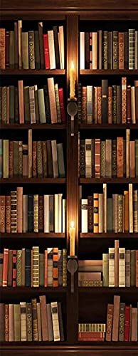 A.Monamour Türtapete Selbstklebend Türfolie Türposter 3D Bücherregal Mit Vintage Bücher Bücherschrank Im Arbeitszimmer Vinyl Folie Türdeko Tapete Wandbild Türaufkleber Türtattoo 90 x 200 cm